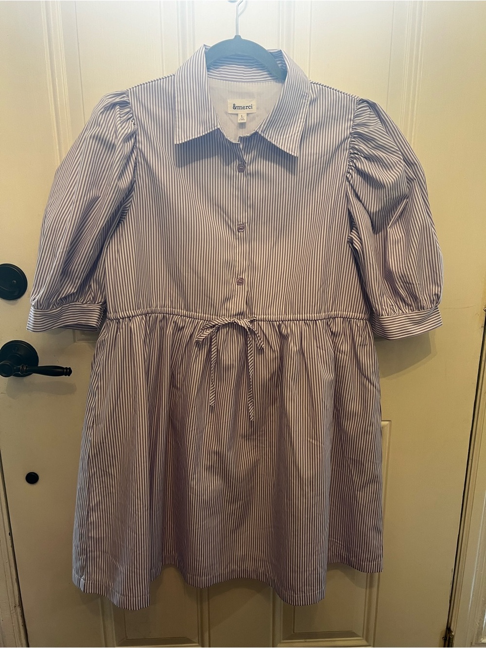 &merci Striped Shirt Dress in Lavender